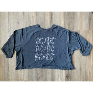 AC/DC 3X T-Shirt Triple Logo Long Sleeve Tee Shirt Cropped Charcoal Very